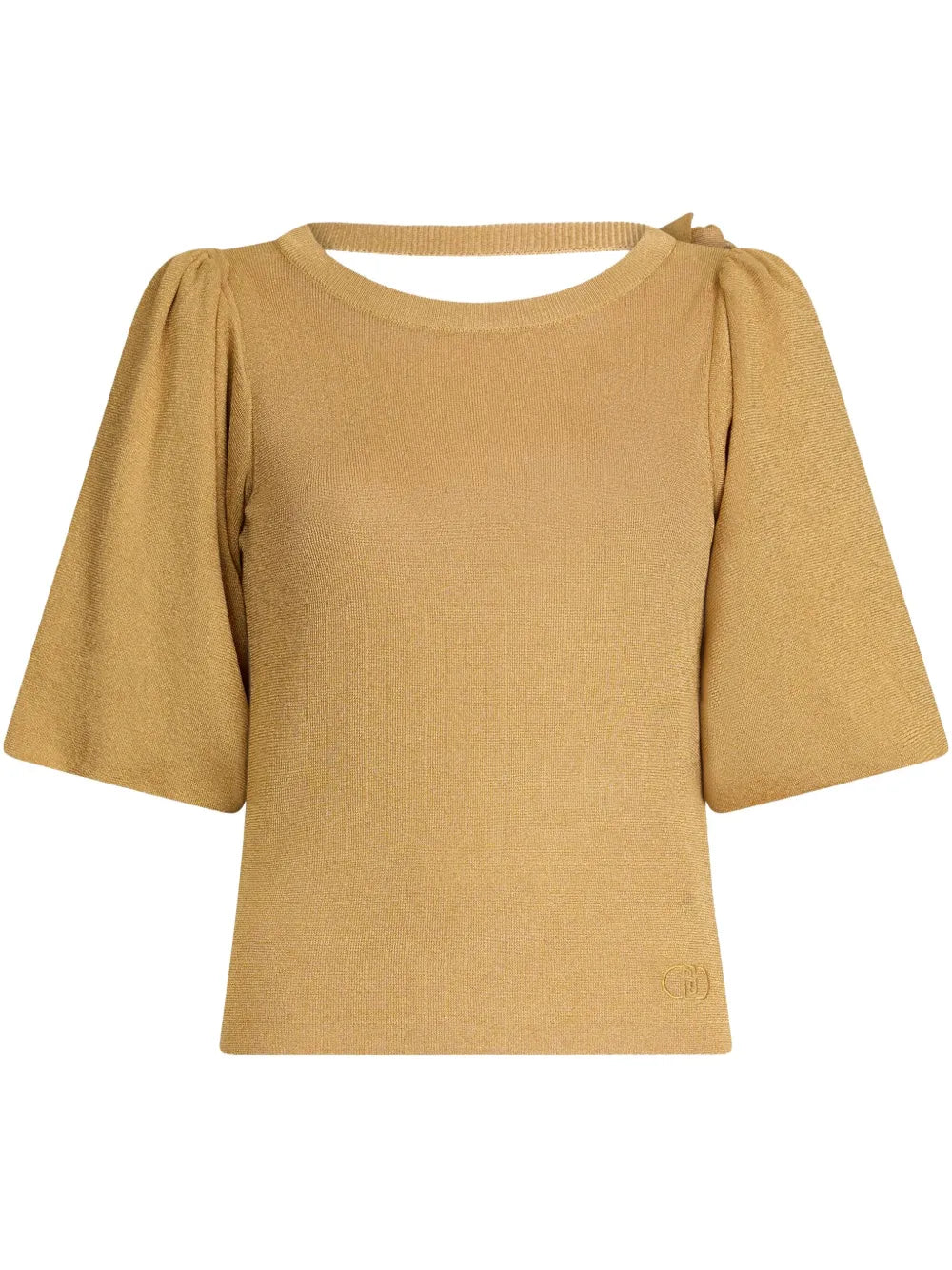 Puff-Sleeve Metallic Top