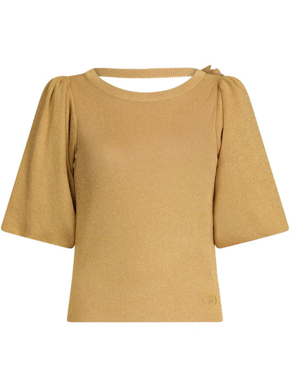 Puff-Sleeve Metallic Top