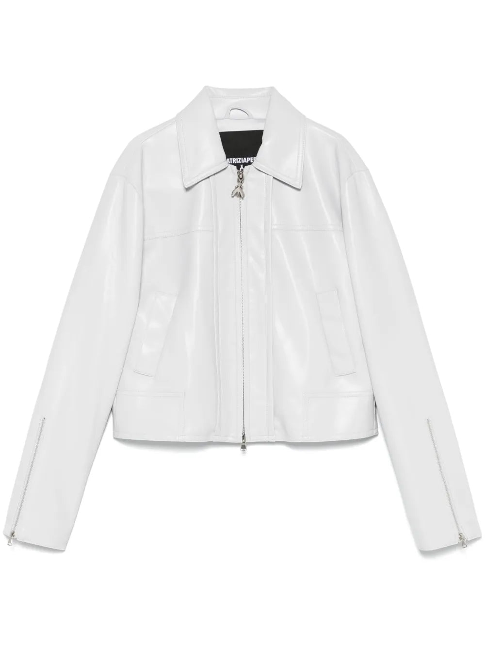 Logo-Patch Faux-Leather Jacket