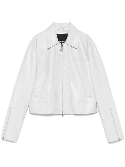 Logo-Patch Faux-Leather Jacket