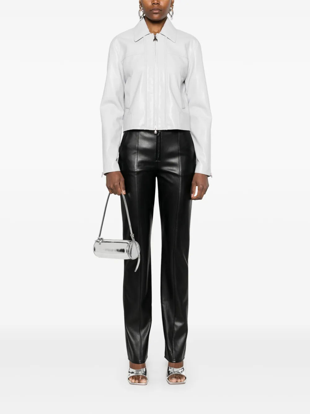 Logo-Patch Faux-Leather Jacket