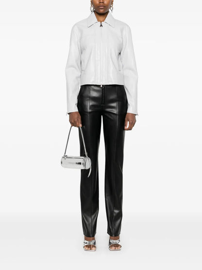 Logo-Patch Faux-Leather Jacket