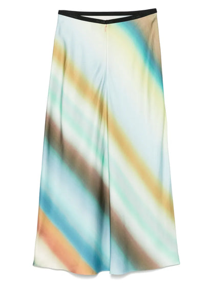 Watercolour-Effect Midi Skirt
