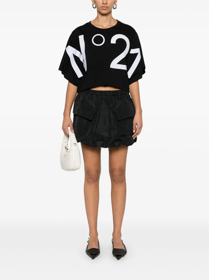 Bubble-Hem Mini Skirt