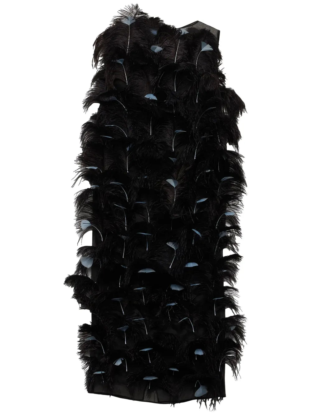 Feather-Embellished Silk Organza Dress