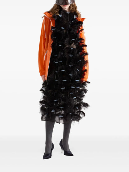 Feather-Embellished Silk Organza Dress