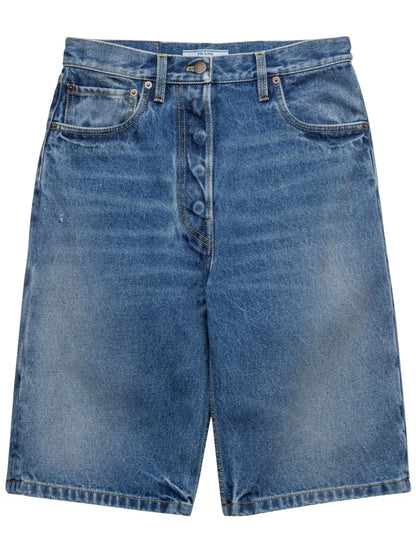 Straight-Leg Denim Shorts