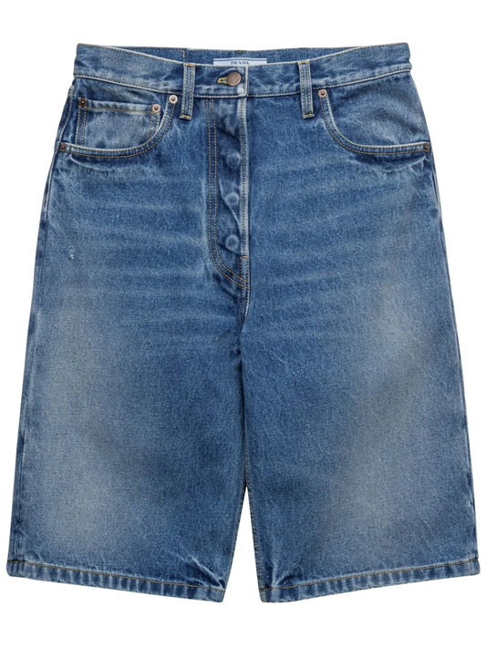 Straight-Leg Denim Shorts