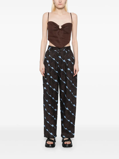 Pattern-Printed Tapered Trousers