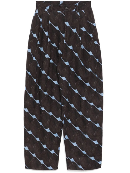 Pattern-Printed Tapered Trousers