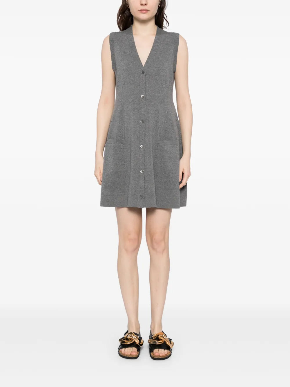 V-Collar Sleeveless Knitted Dress