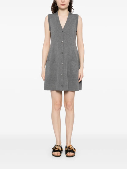 V-Collar Sleeveless Knitted Dress
