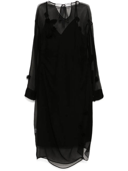 Rounded Collar Silk Dress