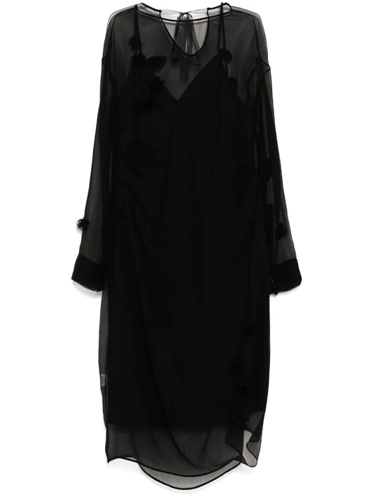 Rounded Collar Silk Dress