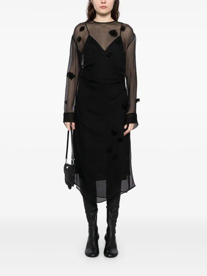 Rounded Collar Silk Dress