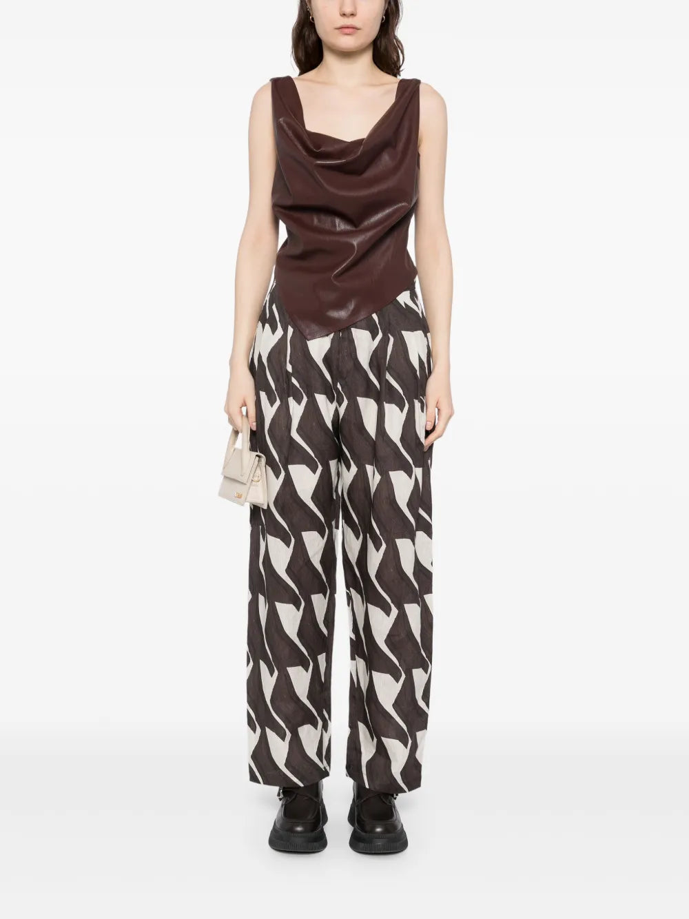 Pattern-Printed Tapered Trousers