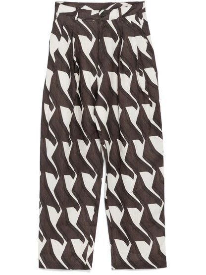 Pattern-Printed Tapered Trousers