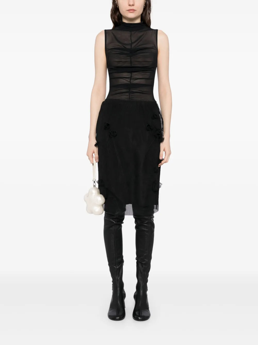 Gauze Pencil-Waist Skirt