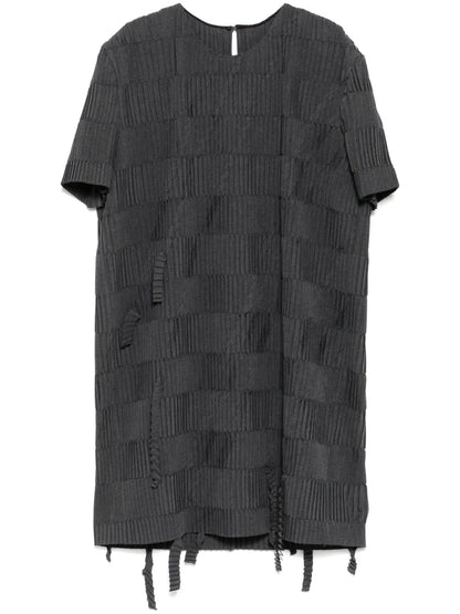 Tucker Fold Short-Sleeves Dress