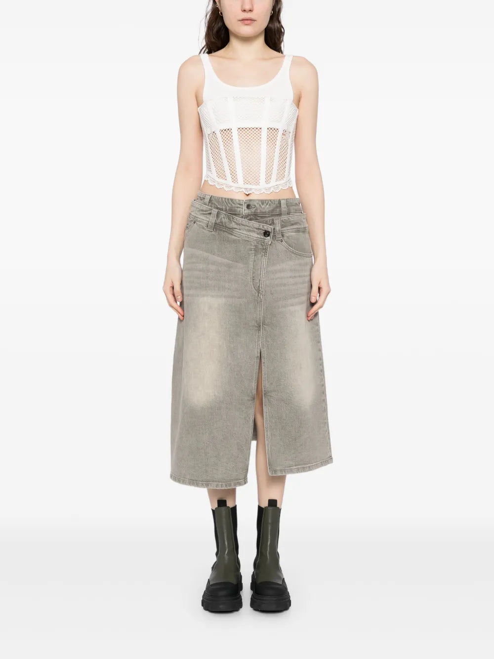 Asymmetric Long Waist Skirt