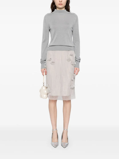 Gauze Pencil-Waist Skirt