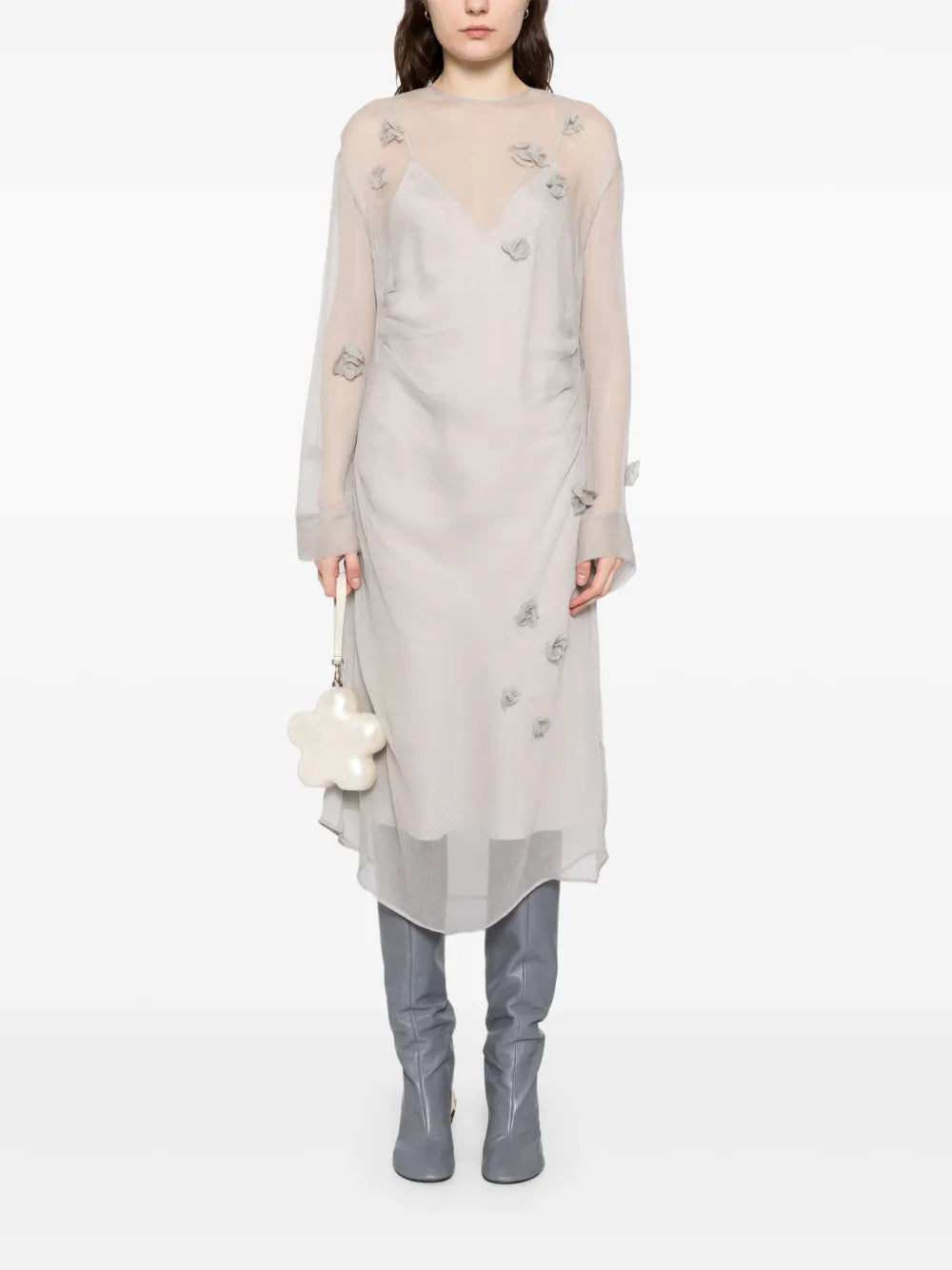 Rounded Collar Silk Dress