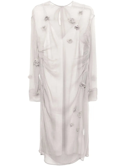 Rounded Collar Silk Dress