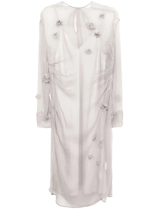 Rounded Collar Silk Dress