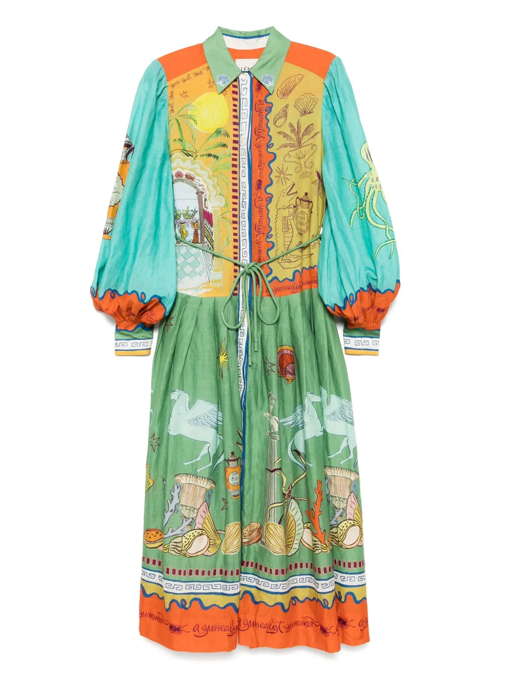 Surrealist Summer Ramie Shirt Dress