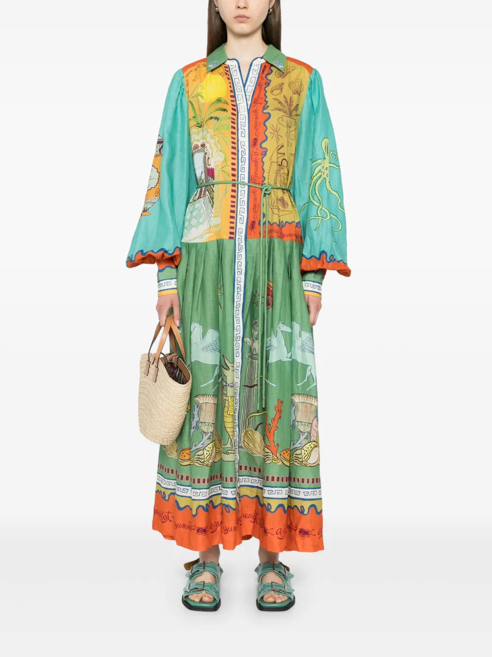Surrealist Summer Ramie Shirt Dress