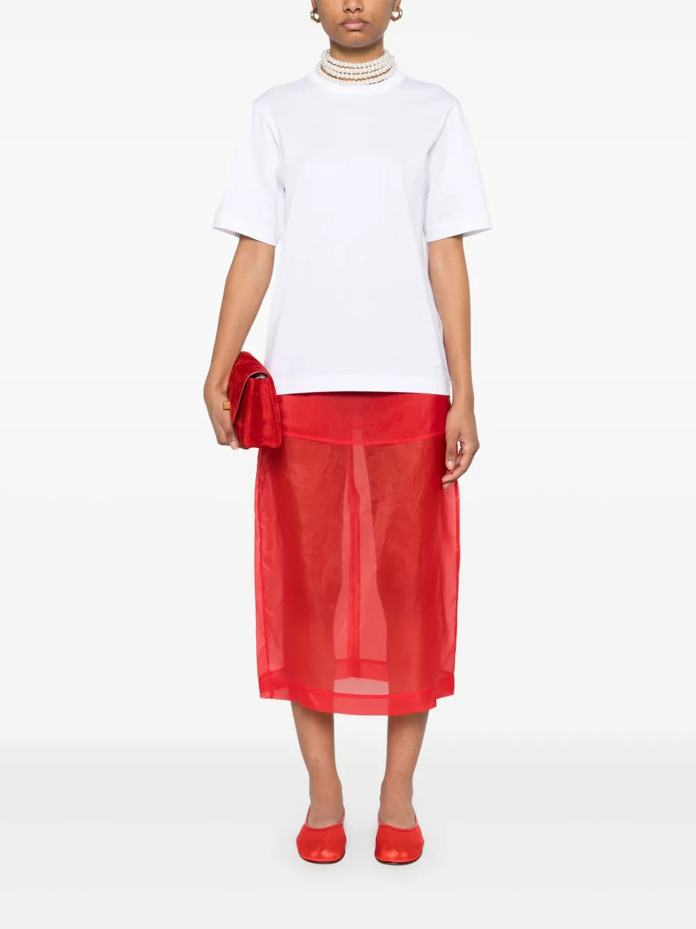 Faux-Pearl-Embellishment T-Shirt