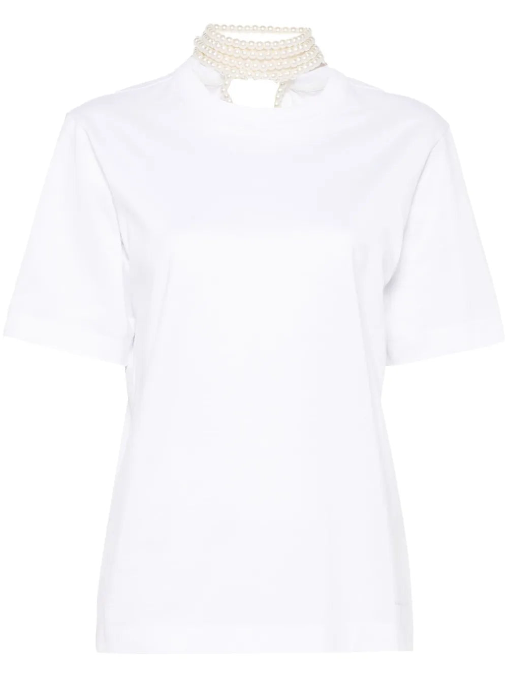 Faux-Pearl-Embellishment T-Shirt