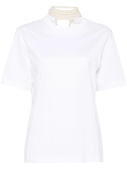 Faux-Pearl-Embellishment T-Shirt