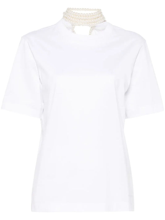 Faux-Pearl-Embellishment T-Shirt
