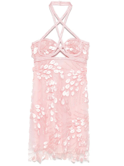 Bead-Embellished Mini Dress