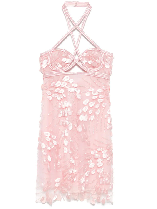 Bead-Embellished Mini Dress