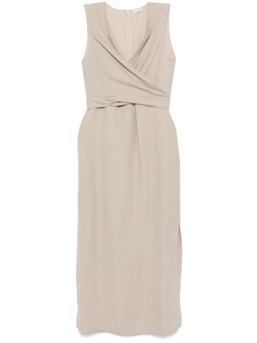 Wrap-Effect Midi Dress