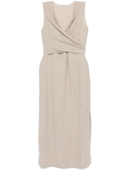 Wrap-Effect Midi Dress