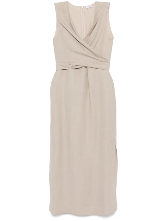 Wrap-Effect Midi Dress