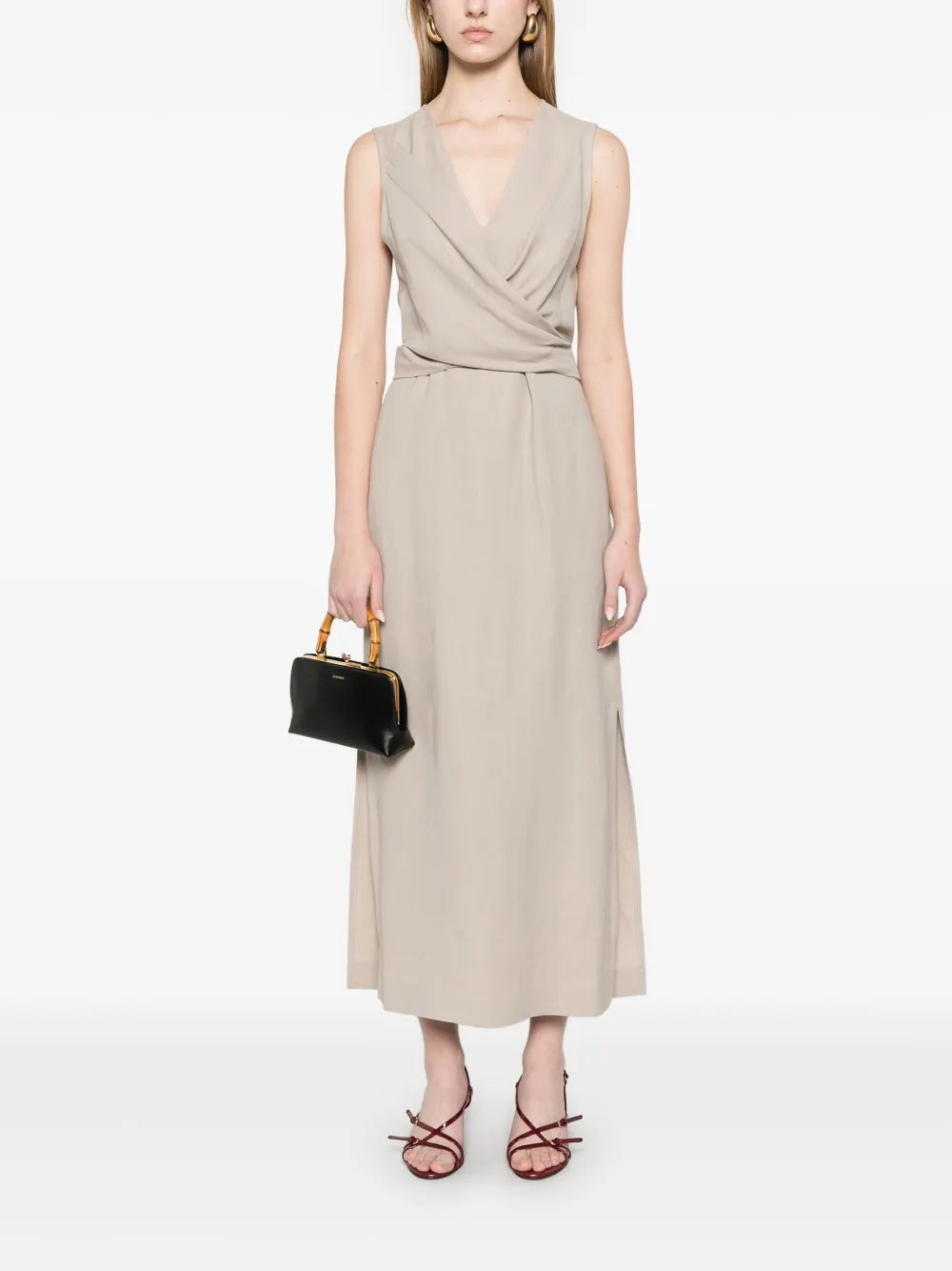 Wrap-Effect Midi Dress