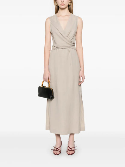 Wrap-Effect Midi Dress