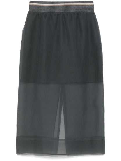 Semi-Sheer Midi Skirt