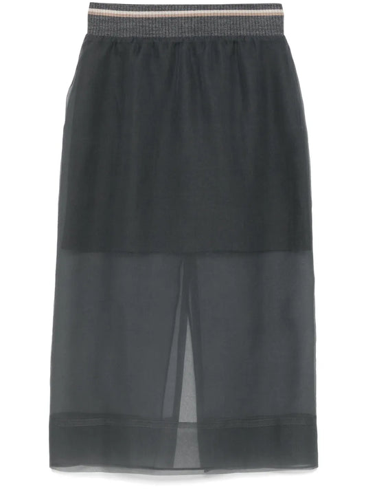 Semi-Sheer Midi Skirt