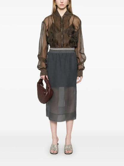 Semi-Sheer Midi Skirt