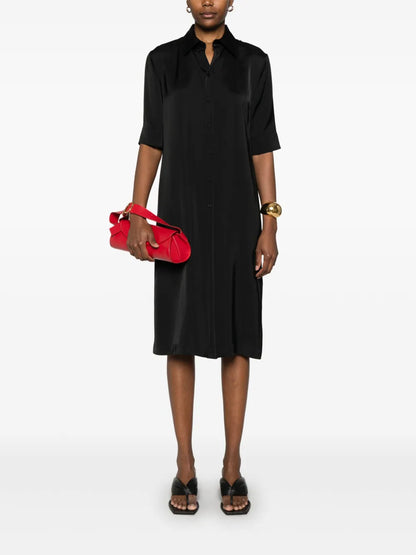 Satin Midi Shirt Dress