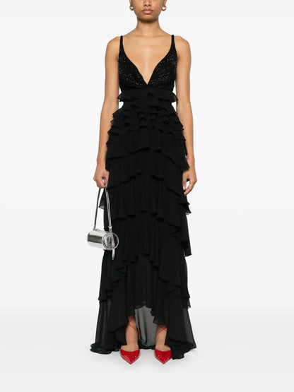 Georgette Flounced Gown
