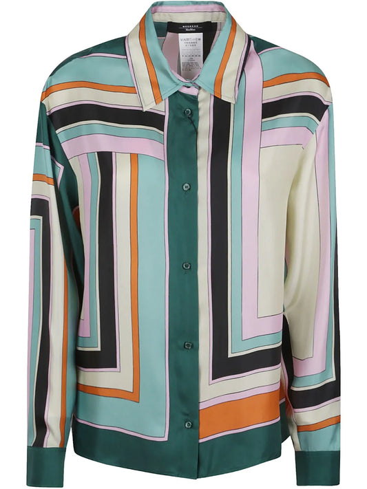 Geometric-Print Button-Up Shirt