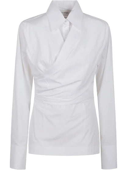 Wrap-Front Long-Sleeve Top