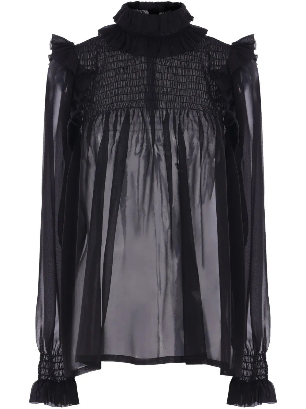 Semi-Sheer Crepe Blouse