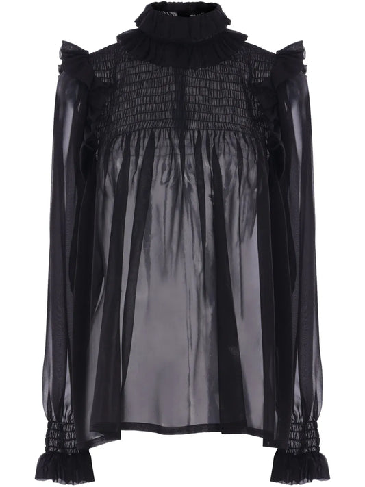 Semi-Sheer Crepe Blouse